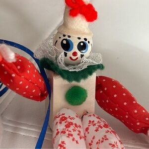 4/$50 Handcrafted Clown Doll with Red and Green Accents ornament 🤡